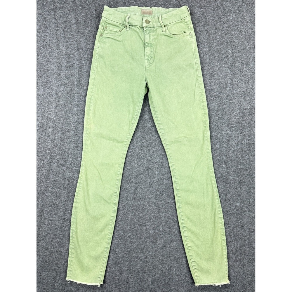 Mother Jeans Womens Size 26 High Waisted Looker Ankle Fray Lime Green Raw Hem